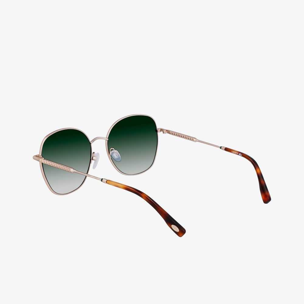 Lacoste Oval Metal Neoheritage Sunglasses Matte Gold | BOMC-06813
