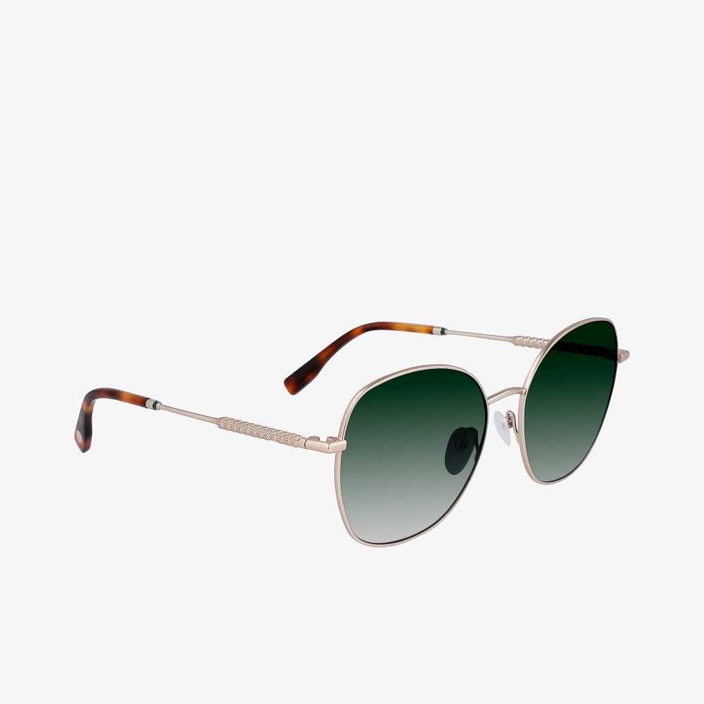 Lacoste Oval Metal Neoheritage Sunglasses Matte Gold | BOMC-06813