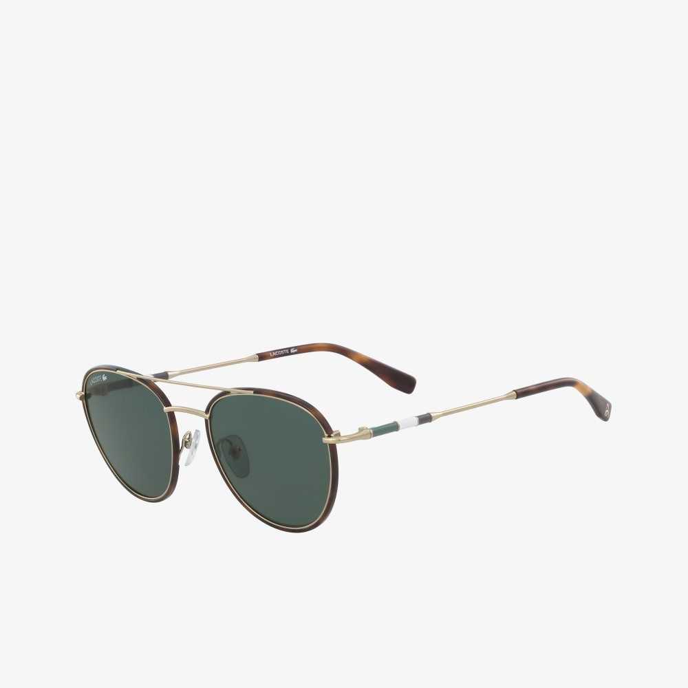 Lacoste Oval Metal Novak Djokovic Collection Sunglasses Shiny Gold | EPLX-83564