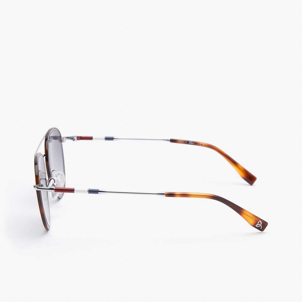 Lacoste Oval Metal Novak Djokovic Collection Sunglasses Matte Silver | KBHD-89034