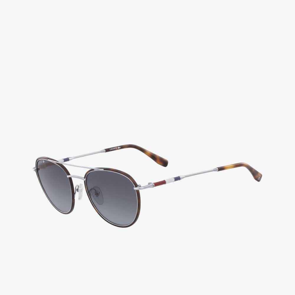 Lacoste Oval Metal Novak Djokovic Collection Sunglasses Matte Silver | TCEI-27138