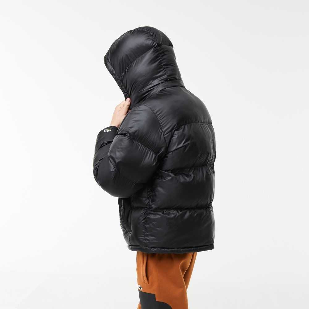 Lacoste Oversized Branded Water-Repellent Jacket Black | EYTX-37054