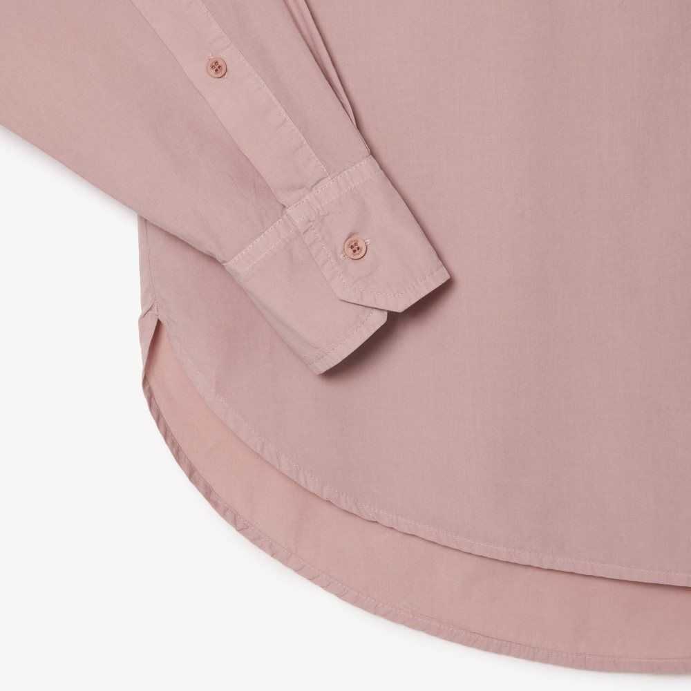 Lacoste Oversized Cotton Poplin Shirt Pink | FQIE-52069