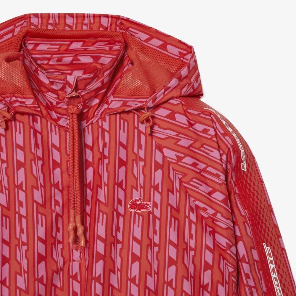 Lacoste Oversized Hooded Track Jacket Orange / Red / Pink | XCRM-17982