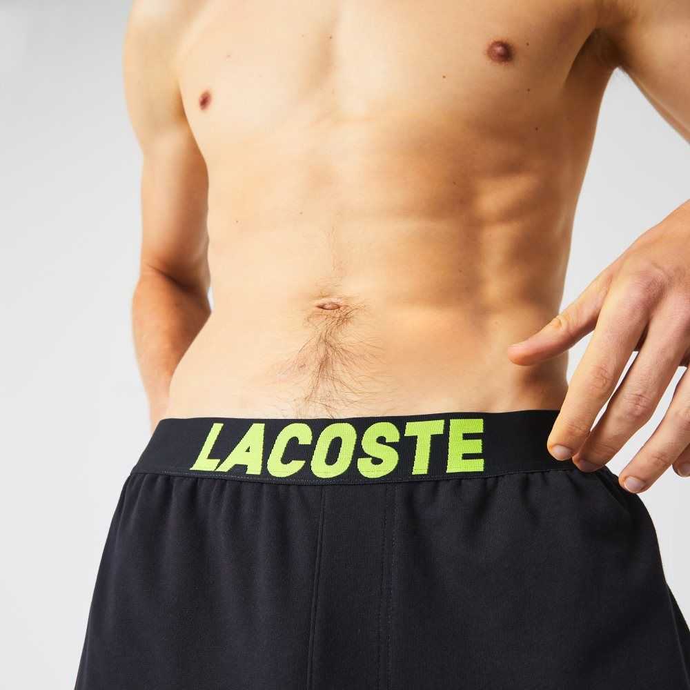 Lacoste Oversized Logo Fleece Pajama Pants Dark Grey / White / Yellow | CXJU-95041