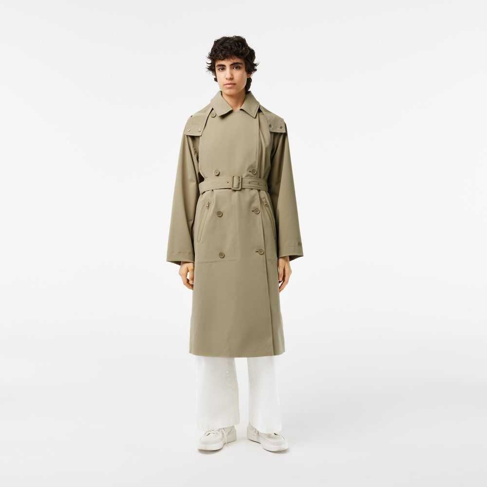 Lacoste Oversized Trench Coat Beige | DMUX-67538