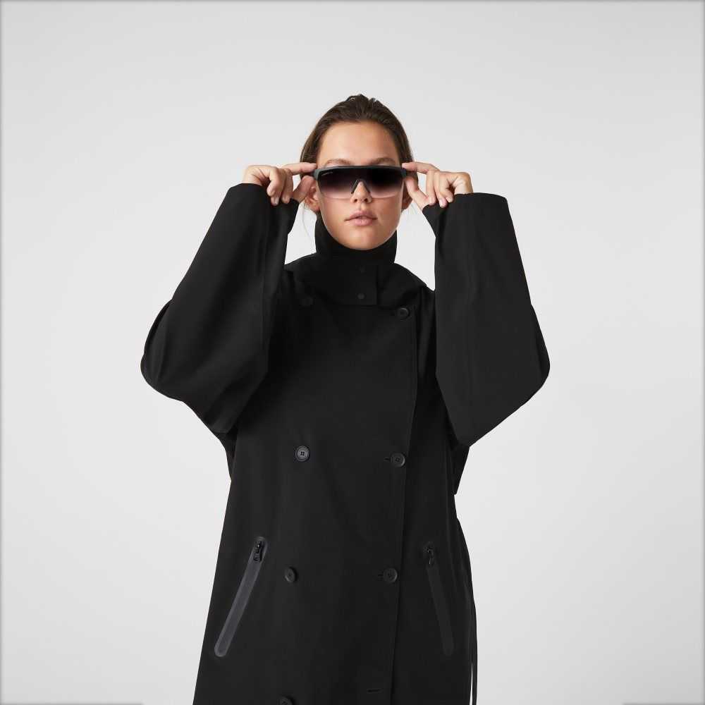 Lacoste Oversized Trench Coat Black | FITN-29478