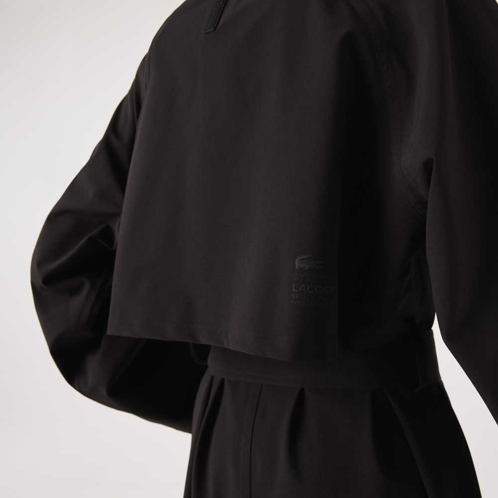 Lacoste Oversized Trench Coat Black | FITN-29478