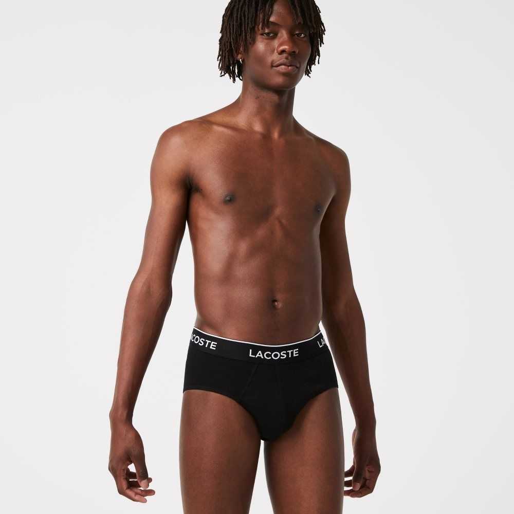 Lacoste Pack Of 3 Casual Briefs Black | AHFQ-20416