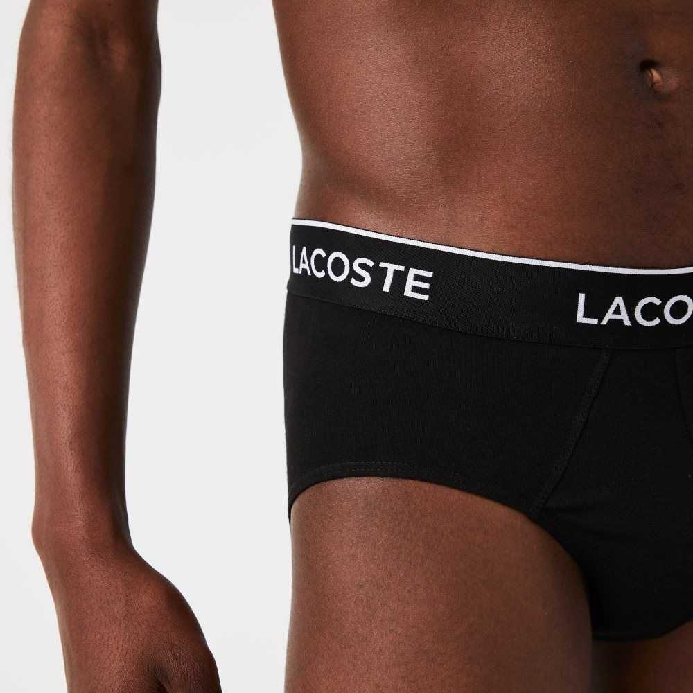 Lacoste Pack Of 3 Casual Briefs Black | AHFQ-20416