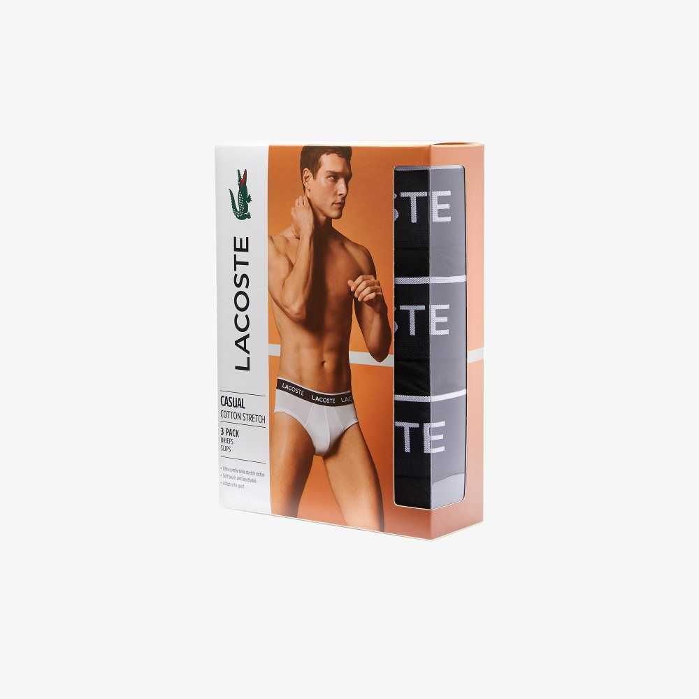 Lacoste Pack Of 3 Casual Briefs Black | AHFQ-20416