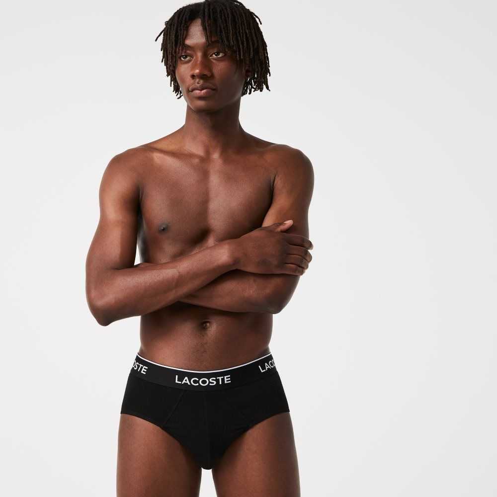 Lacoste Pack Of 3 Casual Briefs Black | AHFQ-20416
