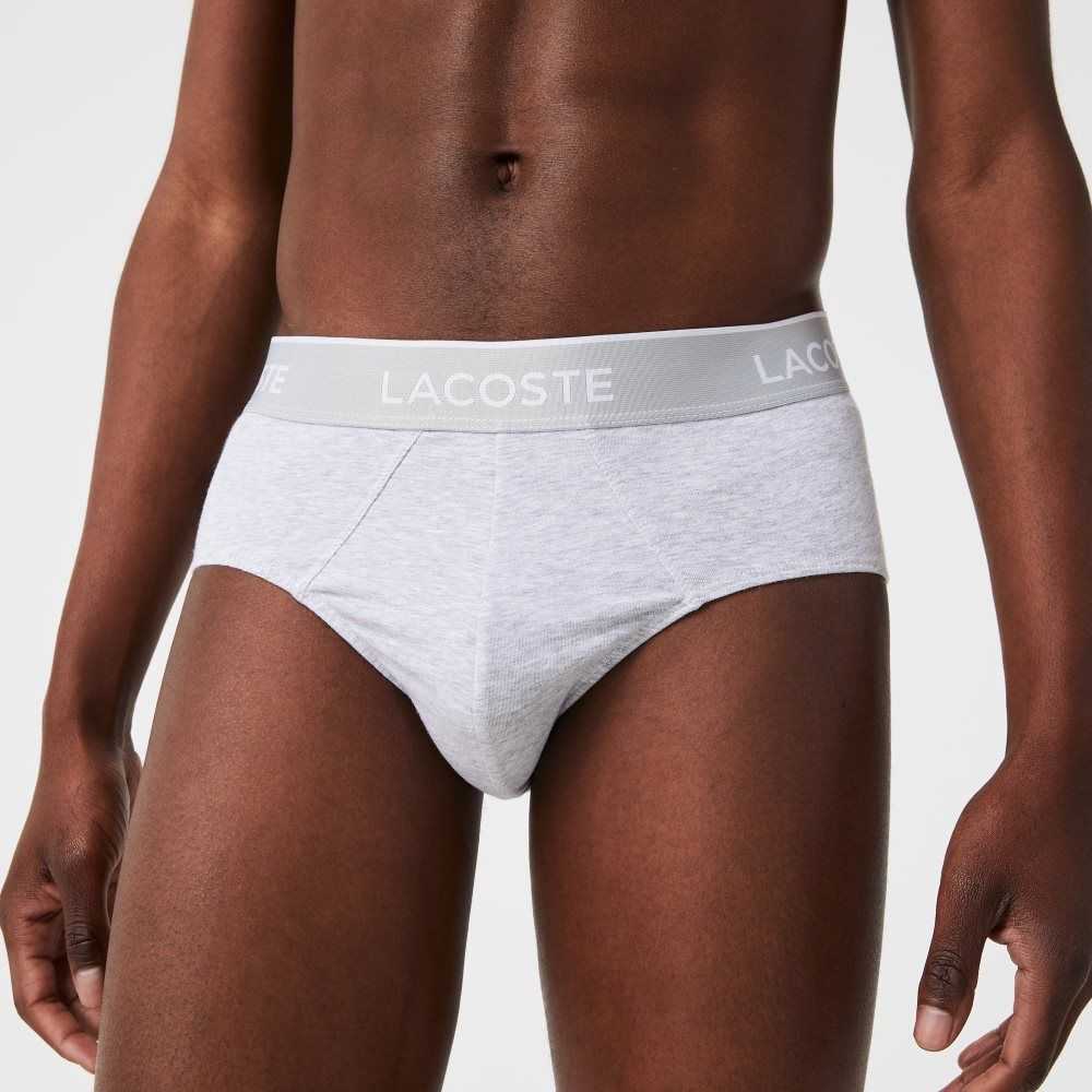 Lacoste Pack Of 3 Casual Briefs Black / White / Grey Chine | ERHF-95162