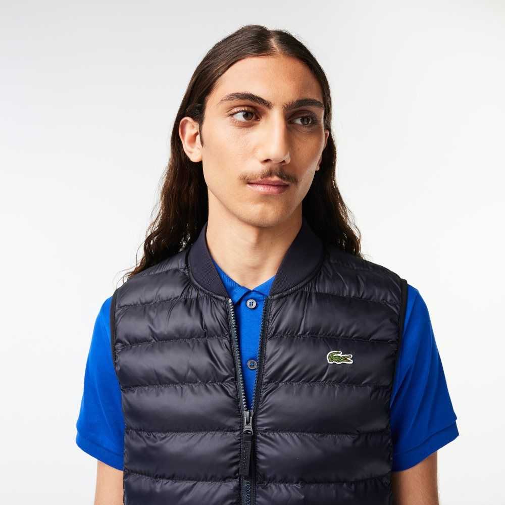 Lacoste Padded Water-Repellent Vest Navy Blue | PZIQ-47168