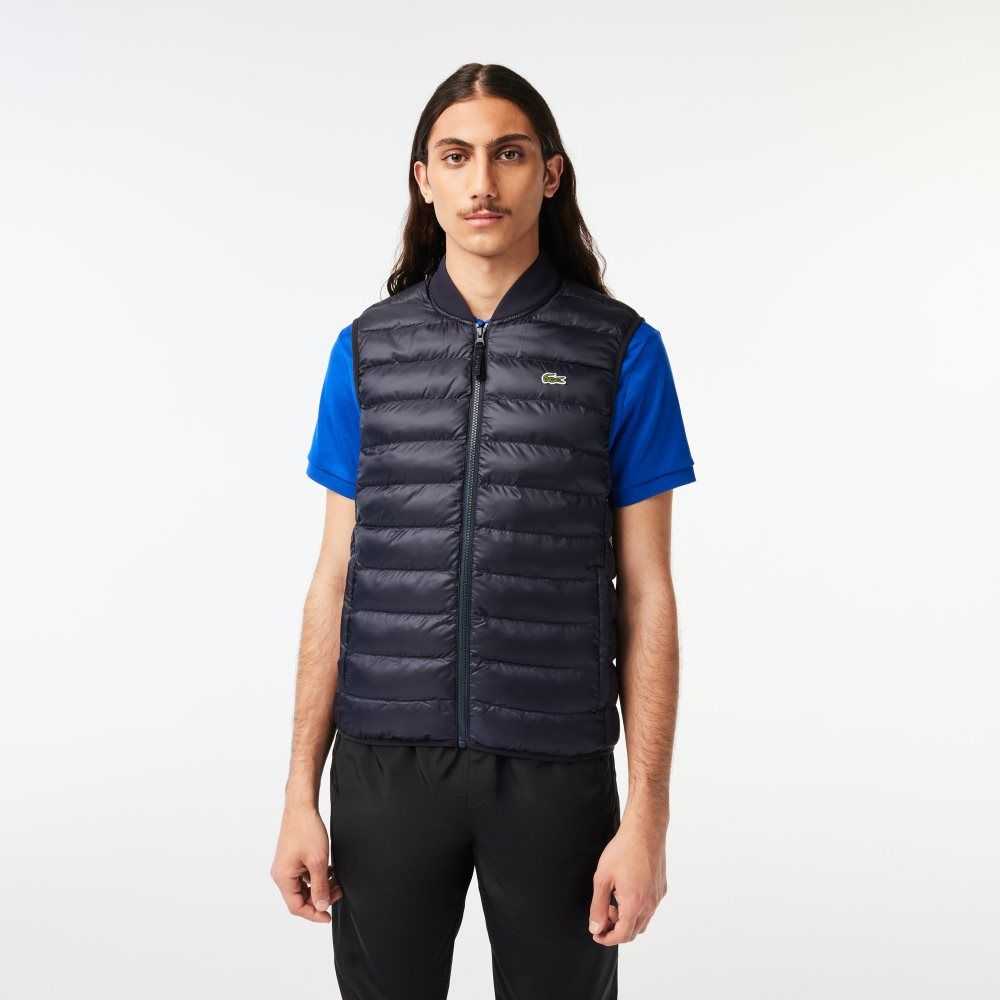 Lacoste Padded Water-Repellent Vest Navy Blue | PZIQ-47168