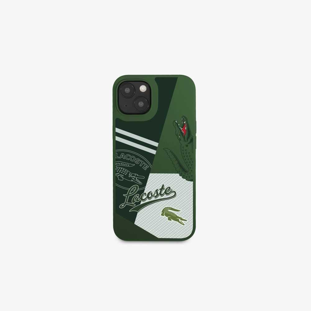 Lacoste Patchwork Print iPhone 14 Case Vert 132 | LTPG-34571