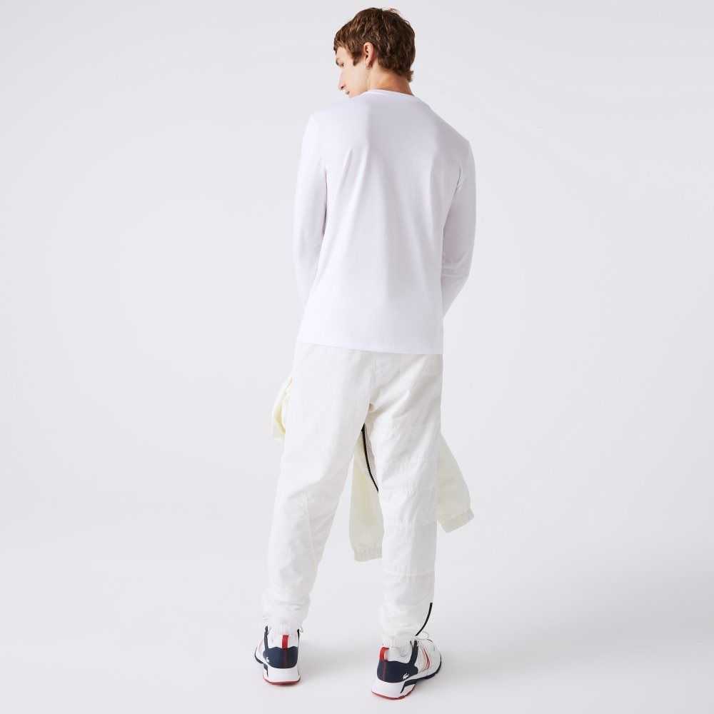 Lacoste Patchwork Water-Repellent Trackpants White | GSVB-53901