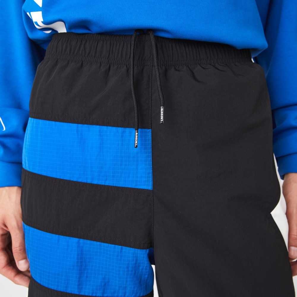 Lacoste Patchwork Water-Repellent Trackpants Black / Blue / White | XBKF-35124