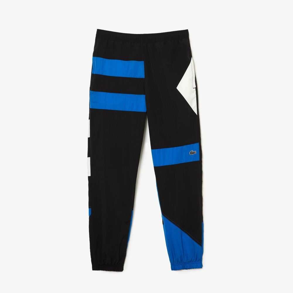 Lacoste Patchwork Water-Repellent Trackpants Black / Blue / White | XBKF-35124