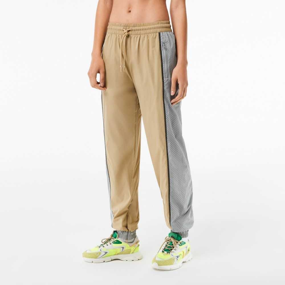 Lacoste Perforated Effect Track Pants Beige / Grey | CFAR-81250