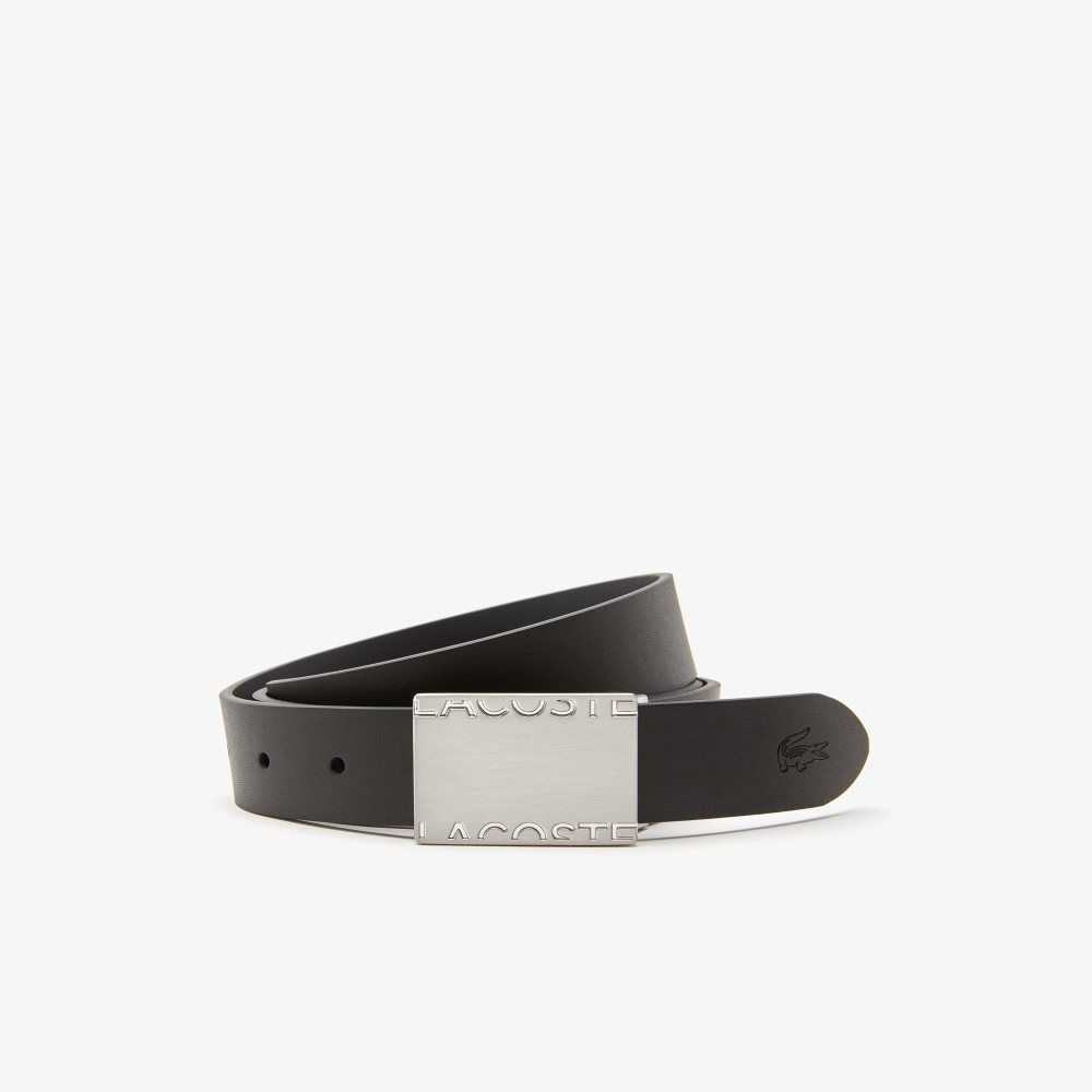 Lacoste Pin And Flat Buckle Belt Gift Set Noir Magnet | IXNV-94072
