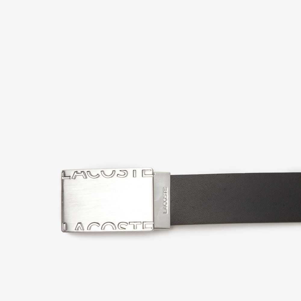 Lacoste Pin And Flat Buckle Belt Gift Set Noir Magnet | NKZD-74521