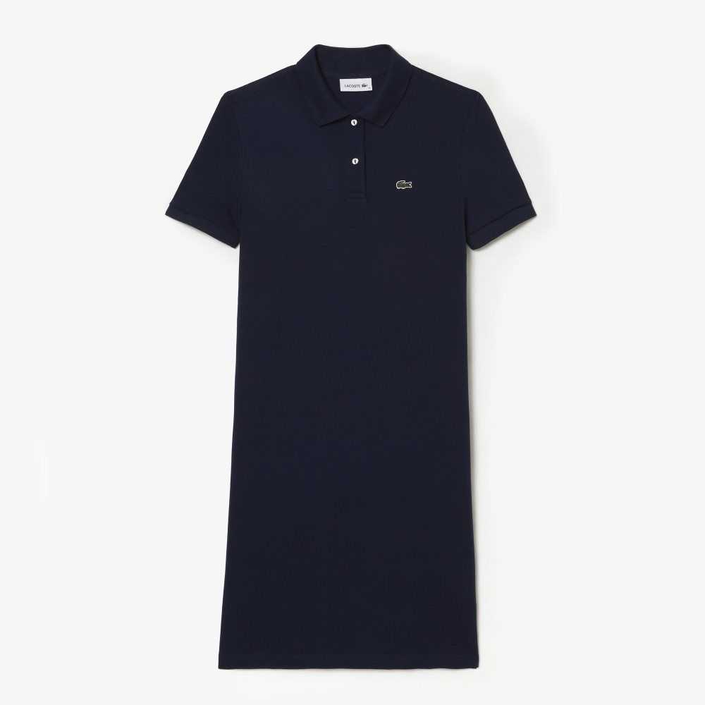 Lacoste Pique Knit Polo Dress Navy Blue | GNQS-65308