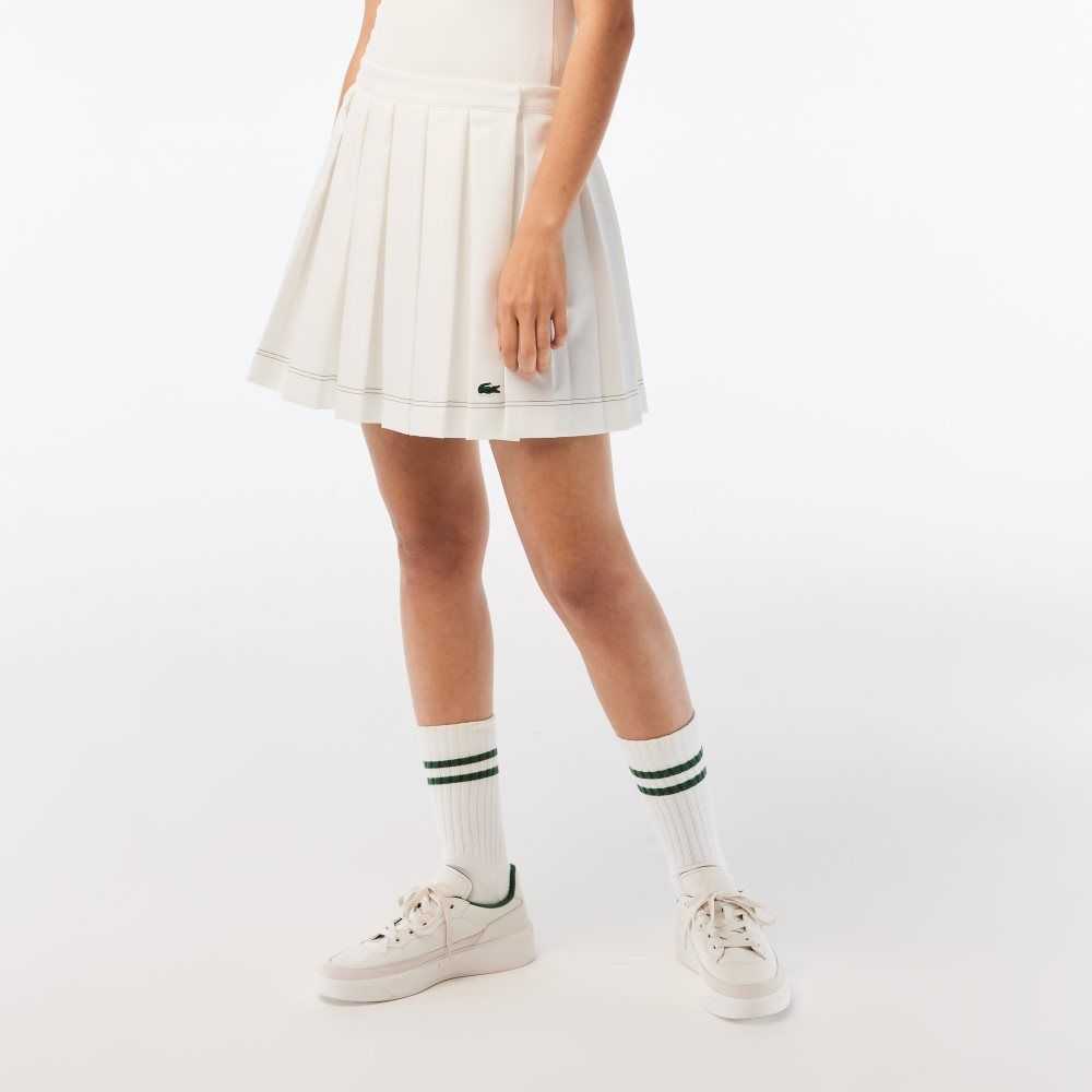 Lacoste Pleated Skirt White | FLIJ-28107