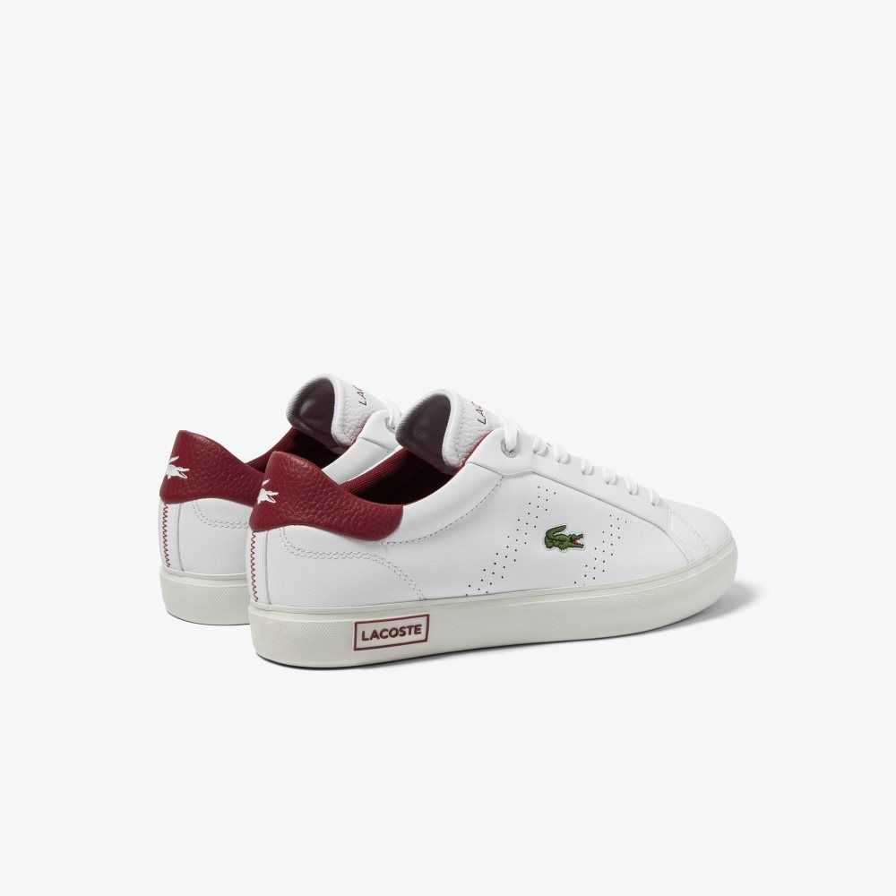 Lacoste Powercourt 2.0 Leather Heel Pop Sneakers White / Red | KZAY-50274