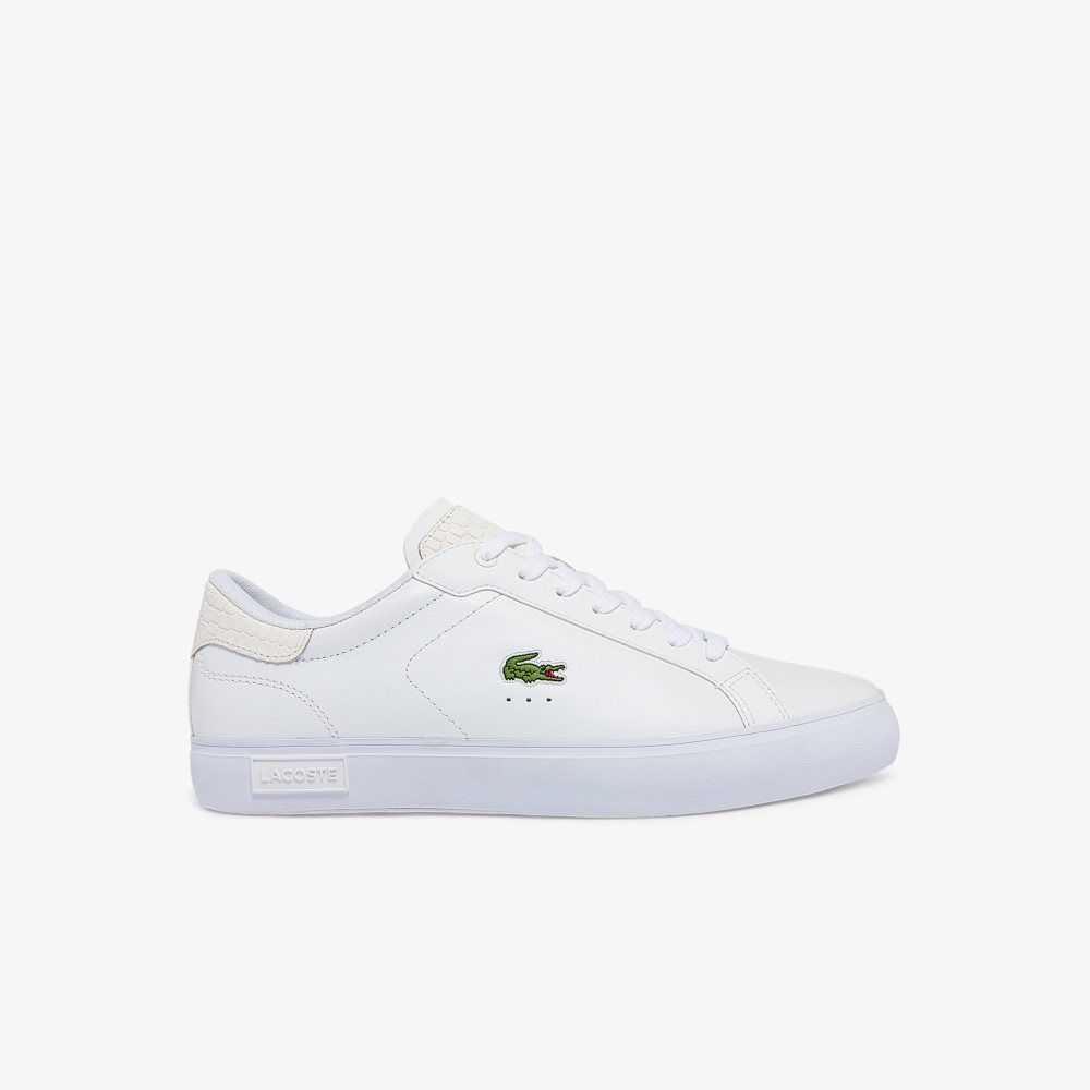 Lacoste Powercourt Burnished Leather Sneakers White/White | ABNW-12607