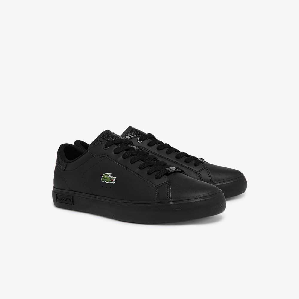 Lacoste Powercourt Burnished Leather Sneakers Blk/Blk | SFTK-59826