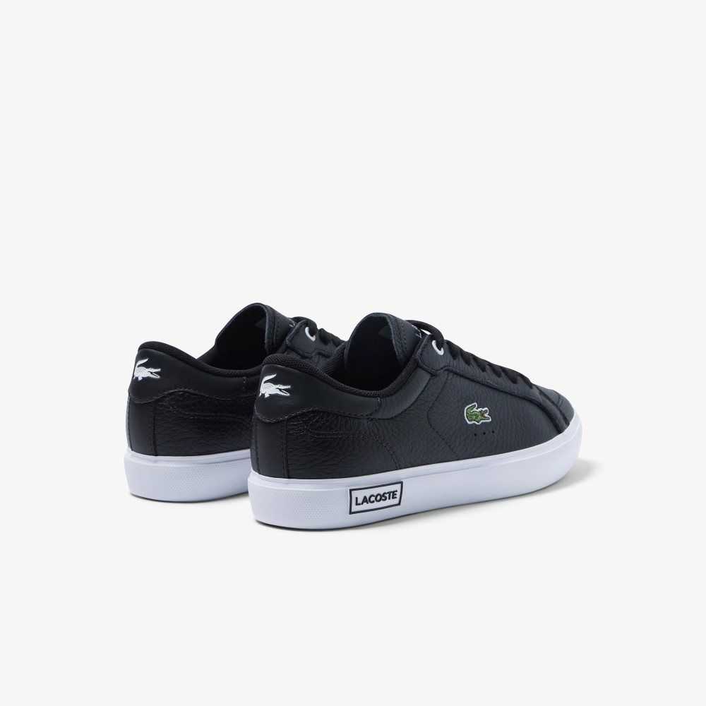 Lacoste Powercourt Leather Detailed Sneakers Black/White | WRSN-67452