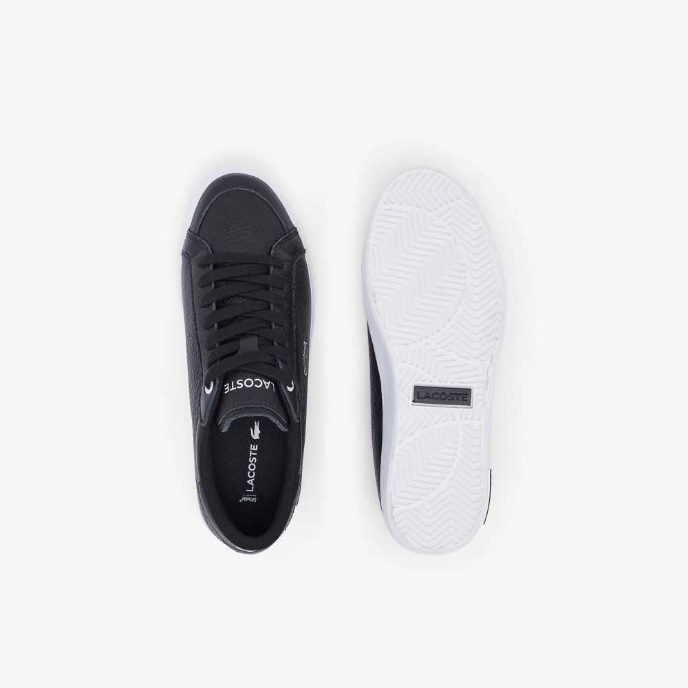 Lacoste Powercourt Leather Detailed Sneakers Black/White | WRSN-67452