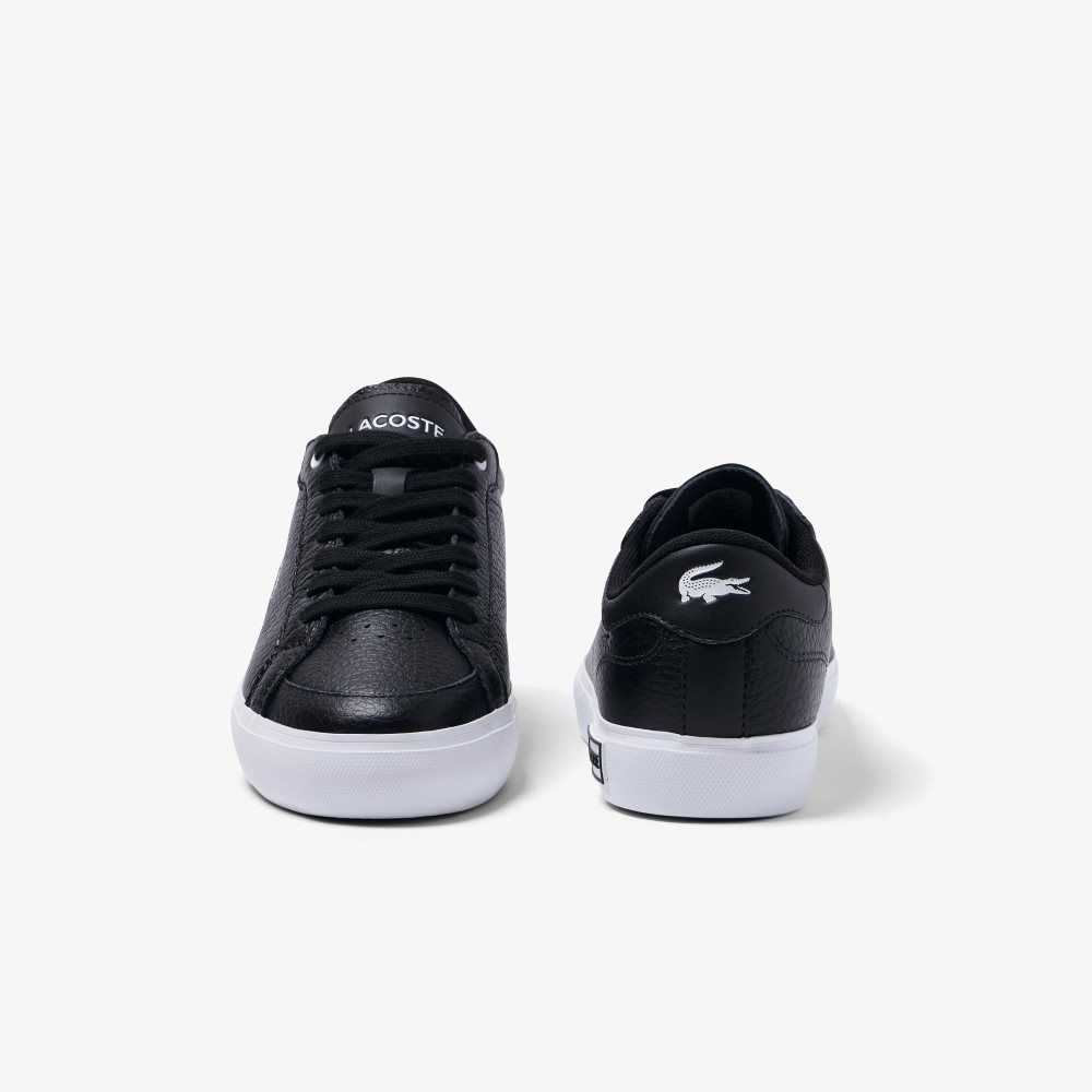 Lacoste Powercourt Leather Detailed Sneakers Black/White | WRSN-67452