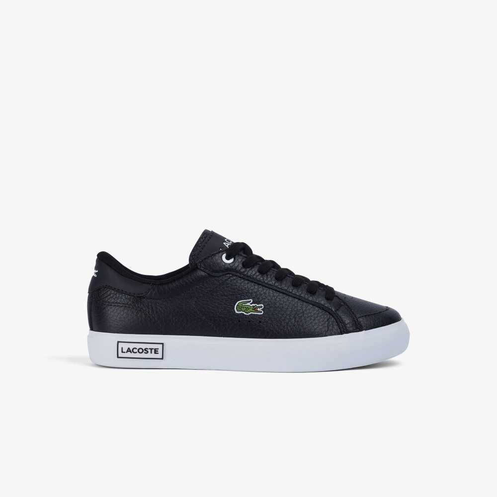 Lacoste Powercourt Leather Detailed Sneakers Black/White | WRSN-67452