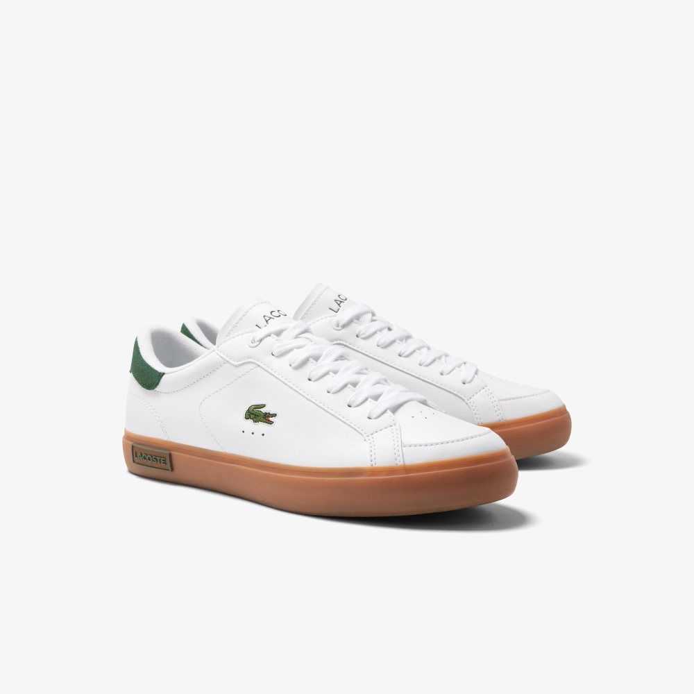 Lacoste Powercourt Leather Heel Pop Sneakers Wht/Gum | ZDWH-72619