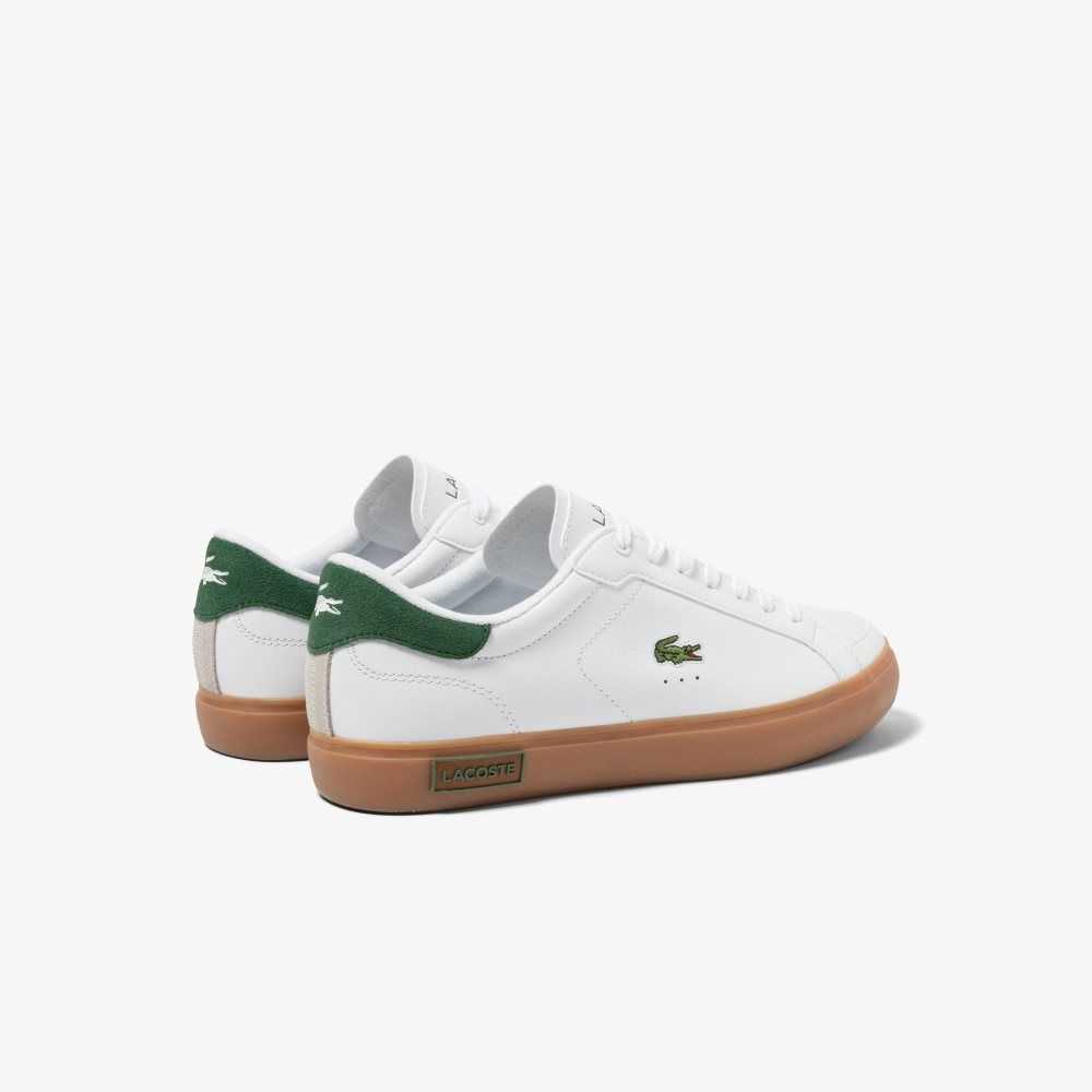 Lacoste Powercourt Leather Heel Pop Sneakers Wht/Gum | ZDWH-72619