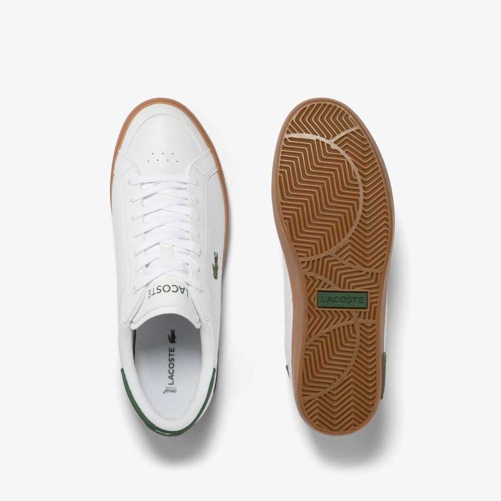 Lacoste Powercourt Leather Heel Pop Sneakers Wht/Gum | ZDWH-72619