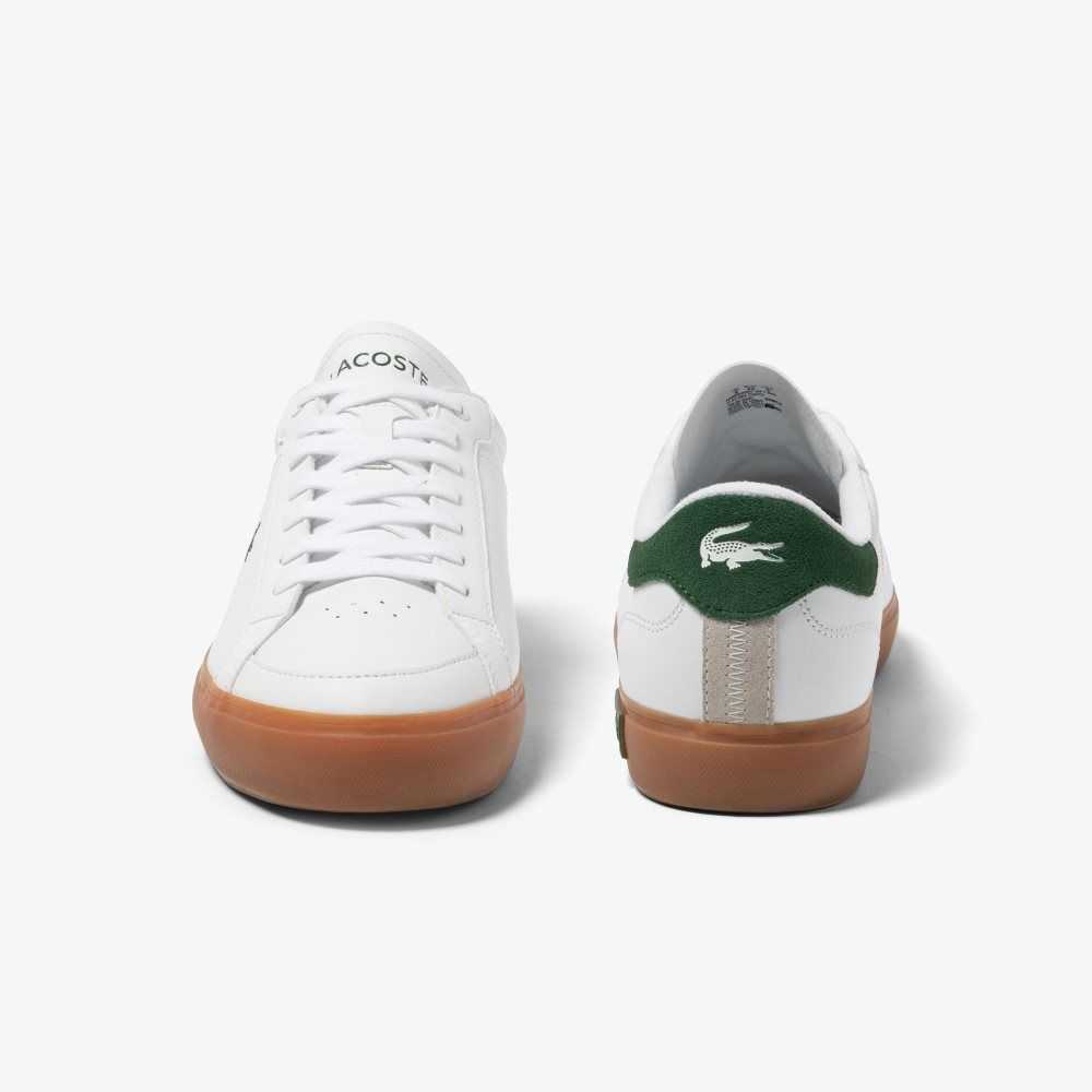 Lacoste Powercourt Leather Heel Pop Sneakers Wht/Gum | ZDWH-72619