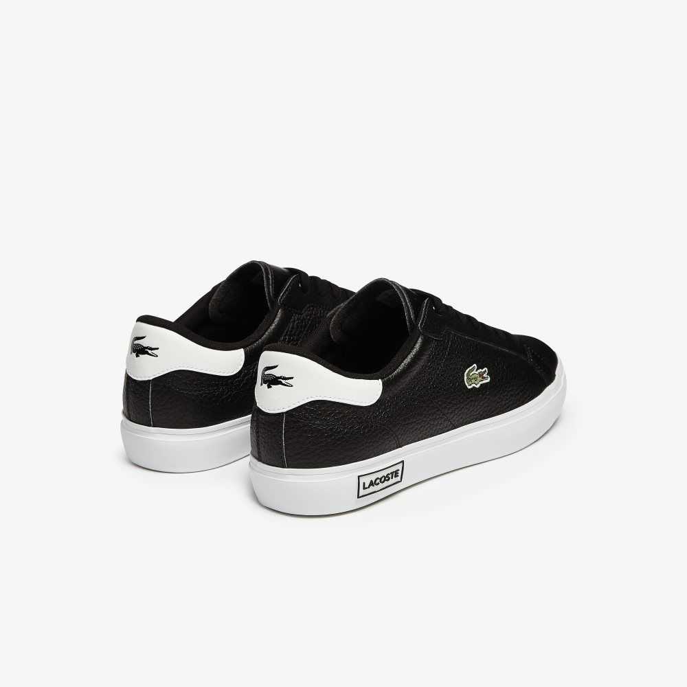 Lacoste Powercourt Leather Sneakers Black/White | HINR-59401