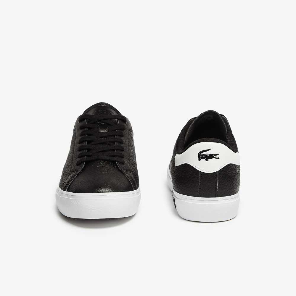 Lacoste Powercourt Leather Sneakers Black/White | HINR-59401