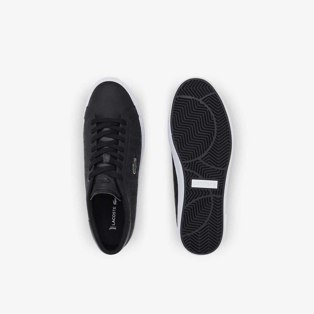 Lacoste Powercourt Leather Sneakers Black/White | WKFQ-63749