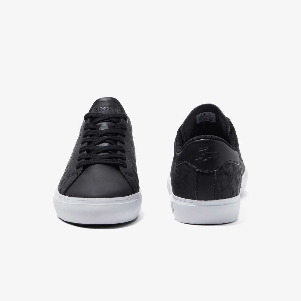 Lacoste Powercourt Leather Sneakers Black/White | WKFQ-63749
