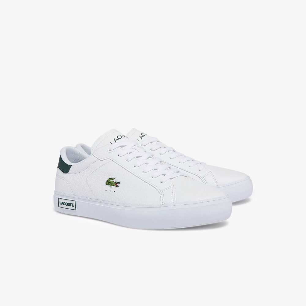 Lacoste Powercourt Leather Sneakers White/Dark Green | LSOH-78593