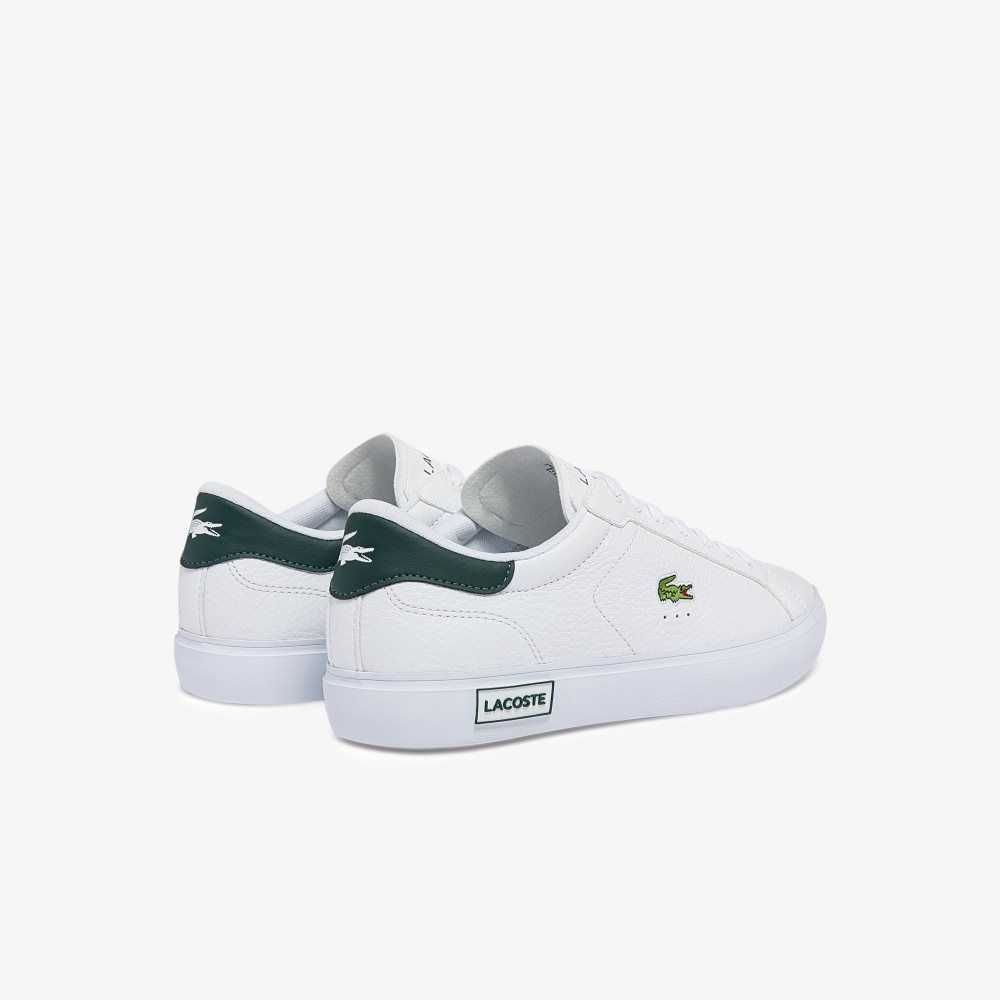 Lacoste Powercourt Leather Sneakers White/Dark Green | LSOH-78593