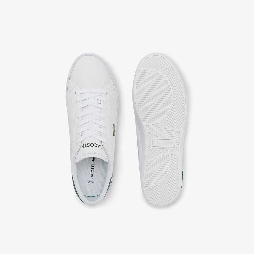 Lacoste Powercourt Leather Sneakers White/Dark Green | LSOH-78593