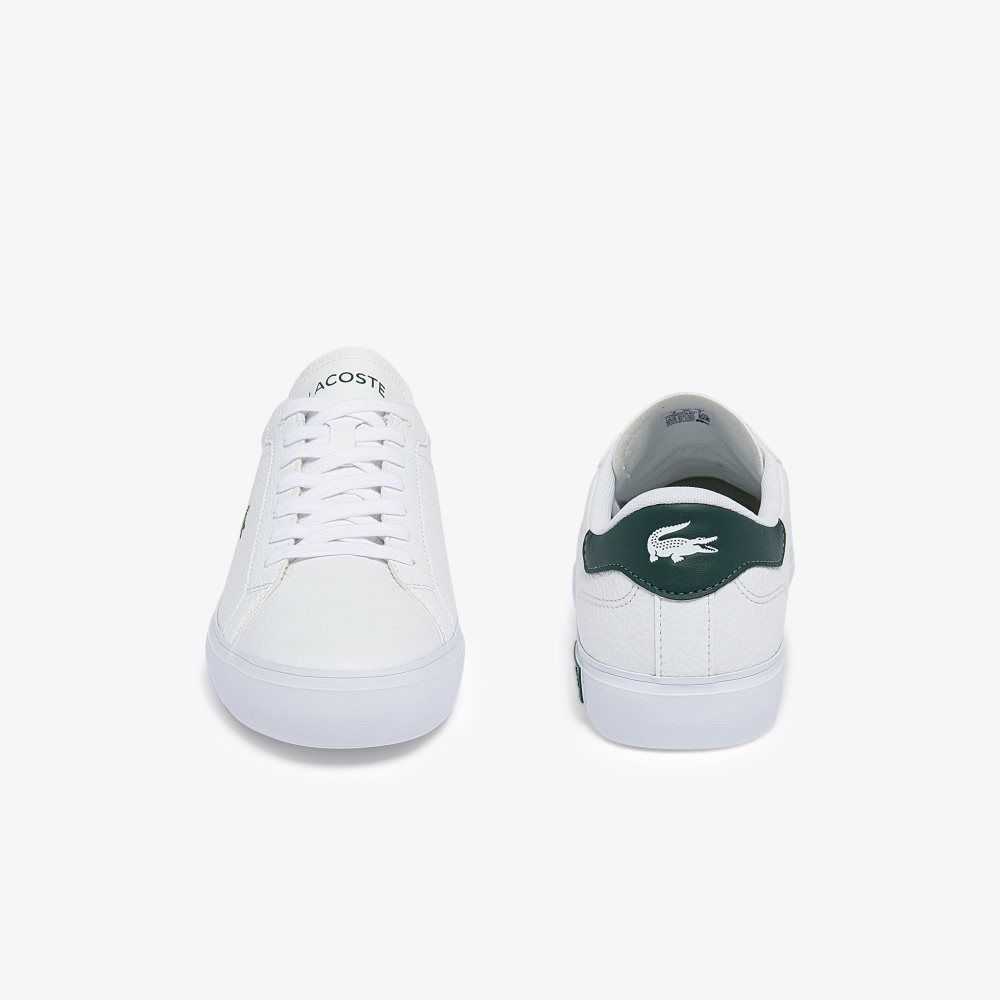 Lacoste Powercourt Leather Sneakers White/Dark Green | LSOH-78593