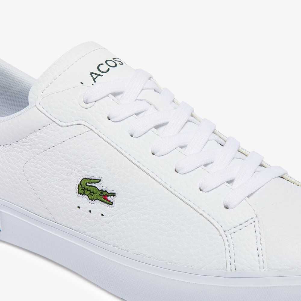 Lacoste Powercourt Leather Sneakers White/Dark Green | LSOH-78593