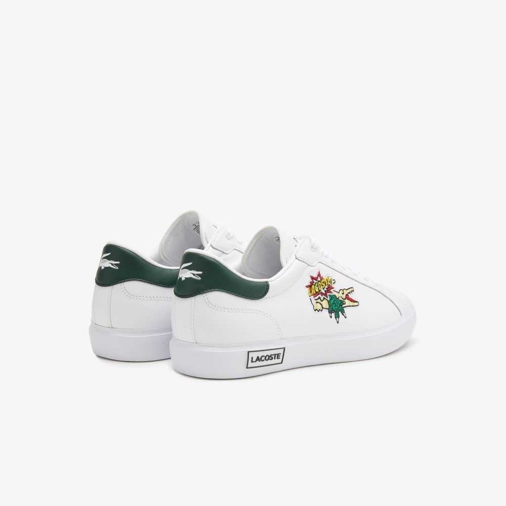 Lacoste Powercourt Leather Sneakers White/Dark Green | PCVX-47632