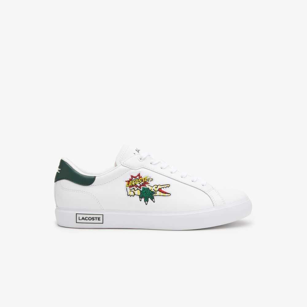 Lacoste Powercourt Leather Sneakers White/Dark Green | PCVX-47632